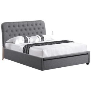 Norah Modern Fabric Gas Lift Tufted Bed Frame Queen Size - Dark Grey