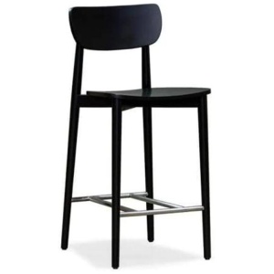 Nord Notodden Bar Stool 65cm - Black Frame - Black Timber Seat