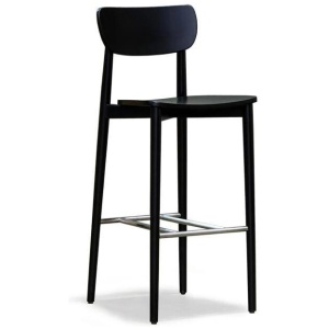 Nord Notodden Bar Stool 75cm - Black Frame - Black Timber Seat