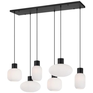 Nori Modern Pendant Hanging Lamp Light Glass Metal Opal Matt Black
