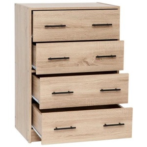 Nova Chest of 4-Drawer Tallboy Storage Cabinet - Light Sonoma Oak