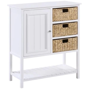 Novena Sideboard Buffet Unit Storage Cabinet 1-Door 3-Woven Baskets White