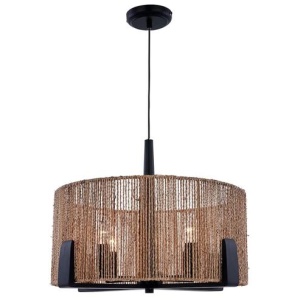 Oakley Modern Classic Rattan Shade Pendant Lamp Light Black
