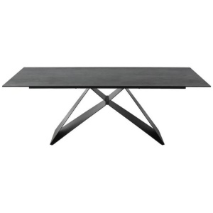 Odette Rectangular Dining Table 210cm - Black Metal Frame - Shadow Grey Ceramic