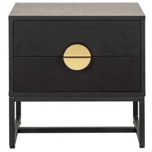 Odin Bedside Nightstand Side Table W/ 2-Drawers BlackHandle