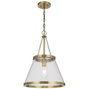 Olmont Industrial Pendant Hanging Lamp Light Metal Glass Gold Clear Satin