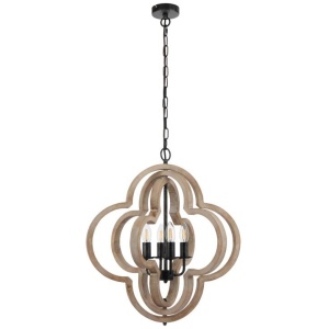 Omar Modern Pendant Hanging Lamp Light Wood Black Oak Wood Tones Distressed