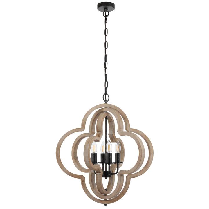 Omar Modern Pendant Hanging Lamp Light Wood Black Oak Wood Tones Distressed