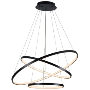 Omega Bright Contemporary Retro Black Hollow Rings Halo LED Pendant Light - Small