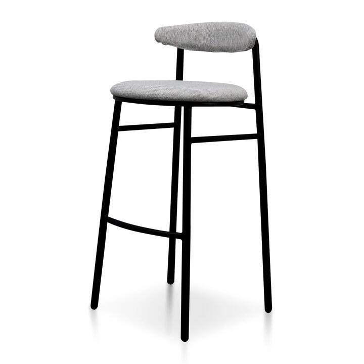 Oneal 65cm Fabric Bar Stool - Silver Grey and Black Legs by Interior Secrets - AfterPay Available