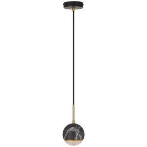 Oneta Modern Pendant Hanging Lamp Light Metal Acrylic Black Marble Antique Gold Clear