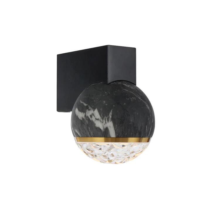 Oneta Modern Wall Lamp Light Metal Acrylic Black Marble Clear Black
