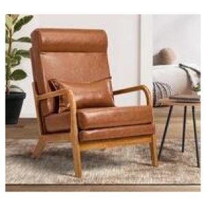 Oneva Leather Armchair W/ Lumbar Pillow Brown 1 Seater