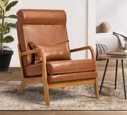Oneva Leather Armchair W/ Lumbar Pillow Brown 1 Seater