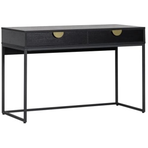 Opus Home Office Working Computer Desk 120cm W/ 2- Gold Handle Drawers - Black