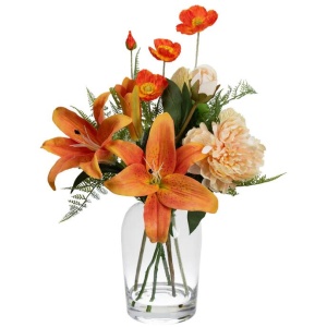 Orange Liliy 48cm Mixed Artificial Plant Flower Arrangement Decorative