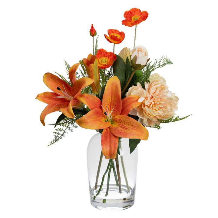 Orange Liliy 48cm Mixed Artificial Plant Flower Arrangement Decorative