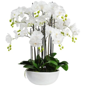 Orchid 90cm Artificial Faux Plant Decorative Arrangement In Ceramic Pot White