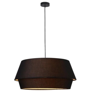 Orelli Pendant Disc Home Metal Light Fabric Shade - Black Color