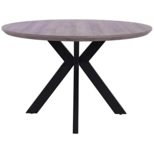Oriel Round Dining Table 120cm - Black Metal Frame - Grey Oak