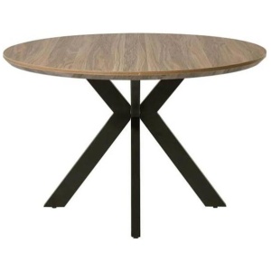 Oriel Round Dining Table 120cm - Black Metal Frame - Oak Sonoma
