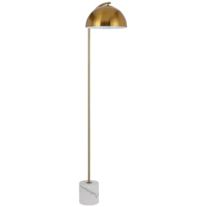 Ortez Vintage Standing Floor Lamp Light Foot Switch Metal Marble Antique Gold White Marble