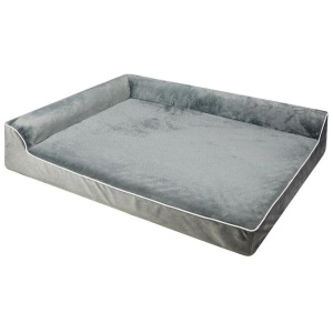 Orthopedic Memory Foam Dog Sofa Bed | L-Shaped Bolster & Waterproof Lining - Grey (L)
