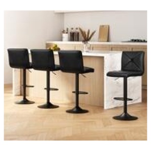 Oscario 4X Bar Stools Black 4 Seater