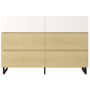 Otis Dresser Chest of 6-Drawers Storage Cabinet - Oak/White