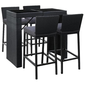 Outdoor Bar Set Table Chairs Stools Rattan Patio Furniture 4 Seaters