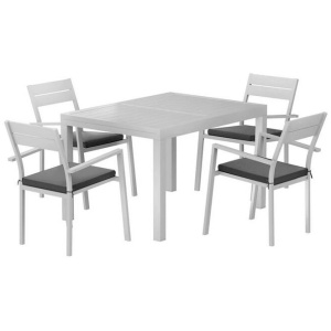 Outdoor Dining Set 5 Piece Aluminum Extendable Table Setting White