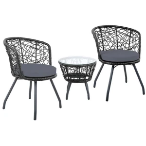 Outdoor Patio Chair and Table - Black