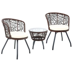 Outdoor Patio Chair and Table - Brown
