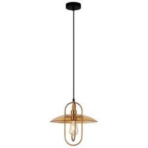 PAPILLON Pendant Lamp Light Interior ES Antique Brass Oblong with Amber Glass Coolie OD315mm