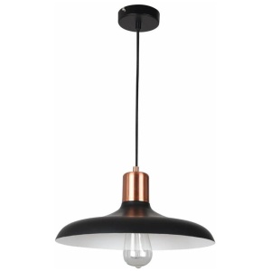 PASTEL Pendant Lamp Light Interior ES Matte Black Dome with Copper Highlight OD400mm
