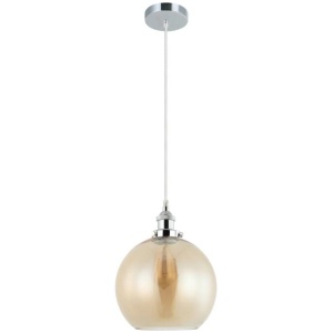 PESINI Pendant Lamp Light Interior ES 40W Amber Wine Glass with Chrome Highlight
