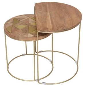 Pablo Brass Inlay Nested End Lamp Side Tables