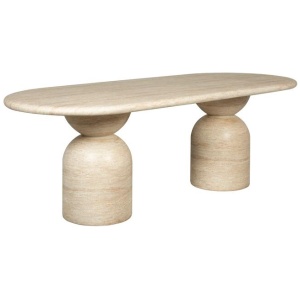 Palatino 2.2m Oval Dining Table - Light Travertine Look by Interior Secrets - AfterPay Available