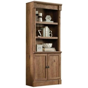 Palladia Library Display Bookcase With Doors Storage - Vintage Oak