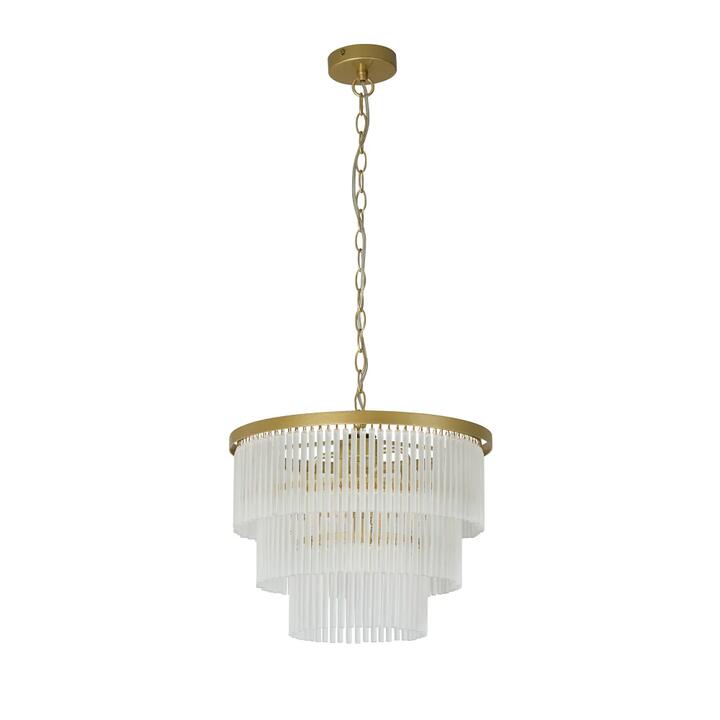 Pamela 4-Light Luxury Frosted Glass Hanging Chandelier Gold