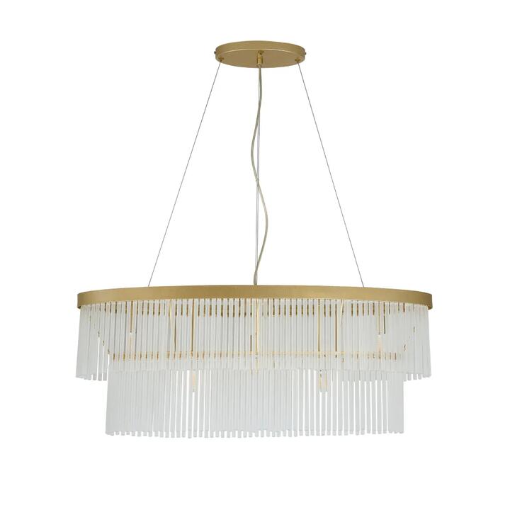 Pamela 5-Light Luxury Frosted Glass Hanging Chandelier Large Gold