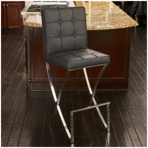 Pandora Bonded Leather & Steel Bar Stool in Black