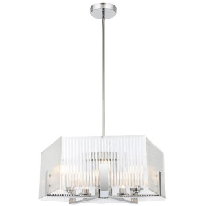 Pelion Modern Pendant Hanging Lamp Light Metal Glass Chrome Clear Polished Chrome