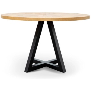Percy 125cm Round Dining Table - European Knotty Oak and Peppercorn by Interior Secrets - AfterPay Available