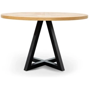 Percy 125cm Round Dining Table - European Knotty Oak and Peppercorn by Interior Secrets - AfterPay Available