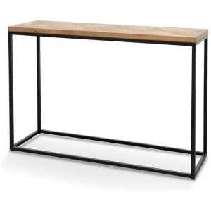 Percy Console Table - European Knotty Oak and Peppercorn by Interior Secrets - AfterPay Available