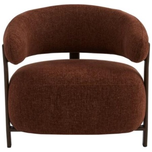 Perse Chenille Fabric Lounge Accent Occasional Relaxing Wood Effect ArmChair Rust