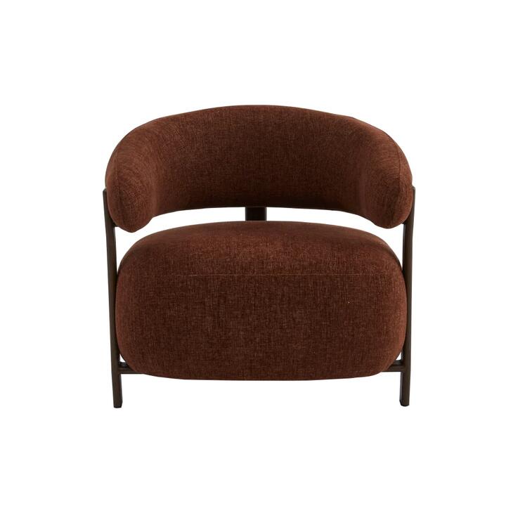 Perse Chenille Fabric Lounge Accent Occasional Relaxing Wood Effect ArmChair Rust