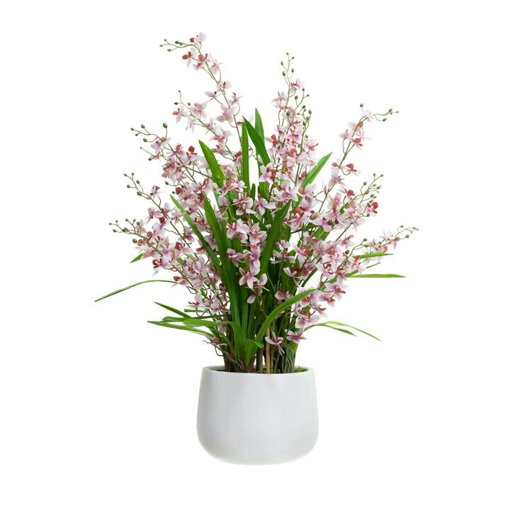 Pink Dancing Lady Orchid Artificial Fake Plant Flower Decorative 78cm In Pot
