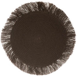 Placemat Palm Fibre Fringed Chocolate